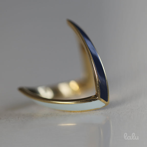 VENDETTA TWO TONE  BLUE RING GOLD - Lalu Jewellery