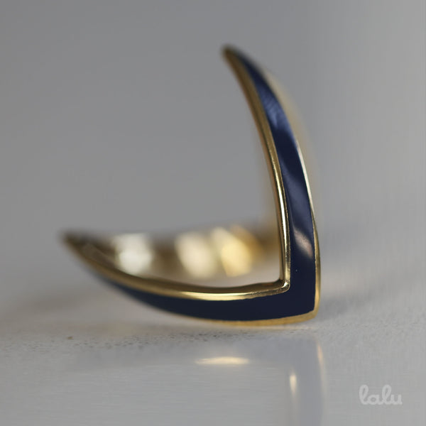 VENDETTA TWO TONE  BLUE RING GOLD - Lalu Jewellery
